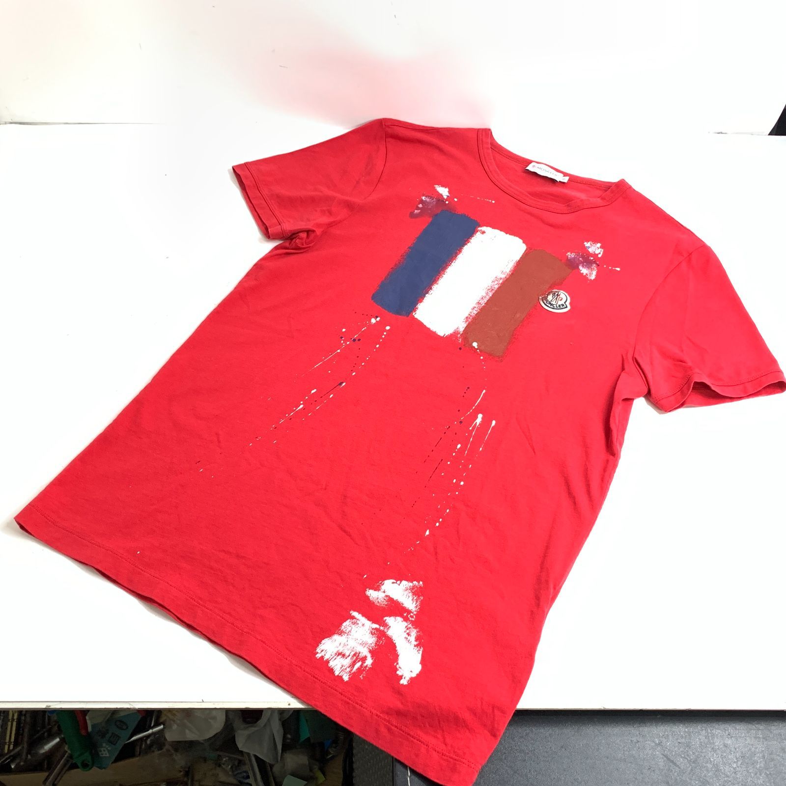 f001 L 1. MONCLER モンクレール ペイント半袖 Tシャツ トリコロール