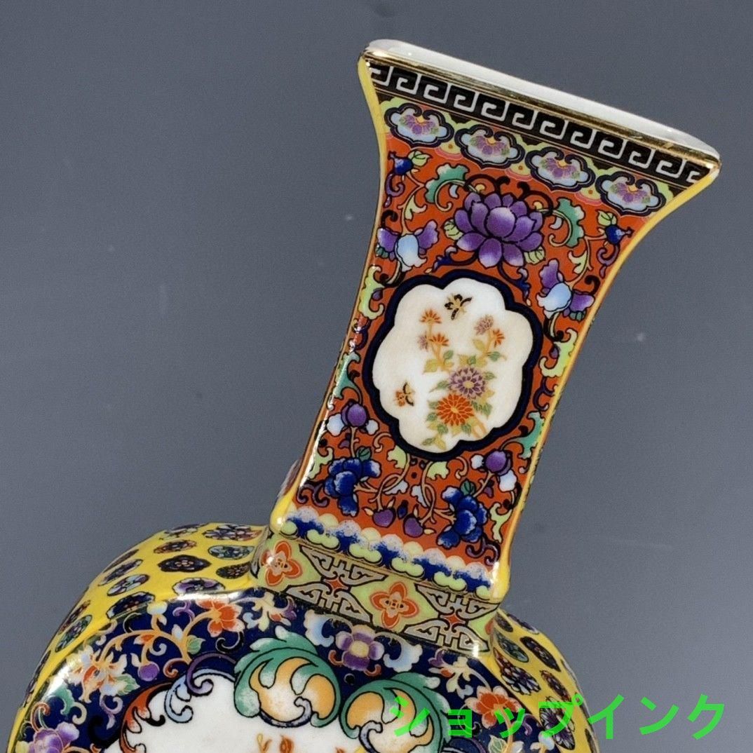 景徳鎮 パステルカラー万寿無彊花瓶 陶磁器 装飾品 現代工芸品 美術