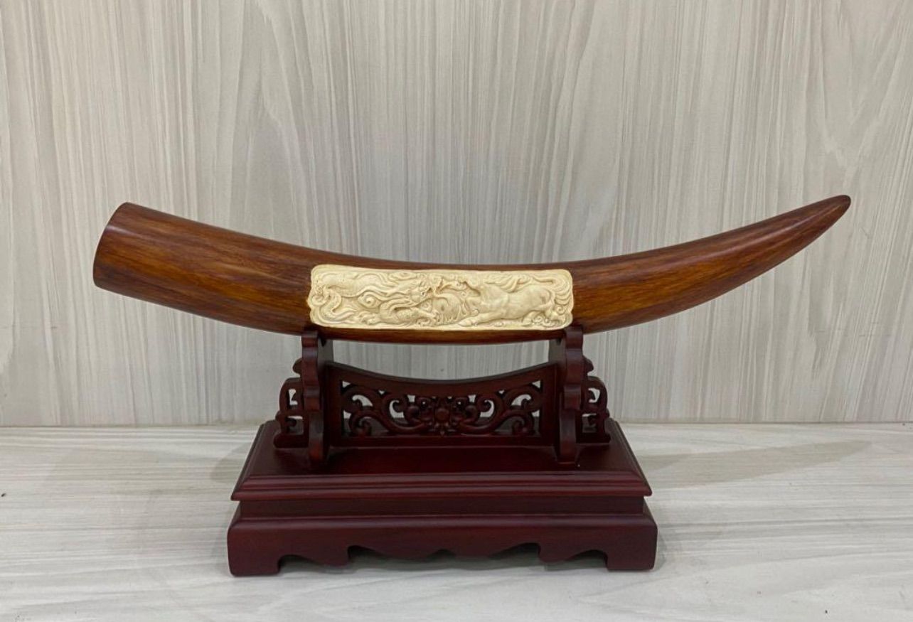 天然マンモス牙美しい手作り彫刻龍馬精神 置物 - メルカリ