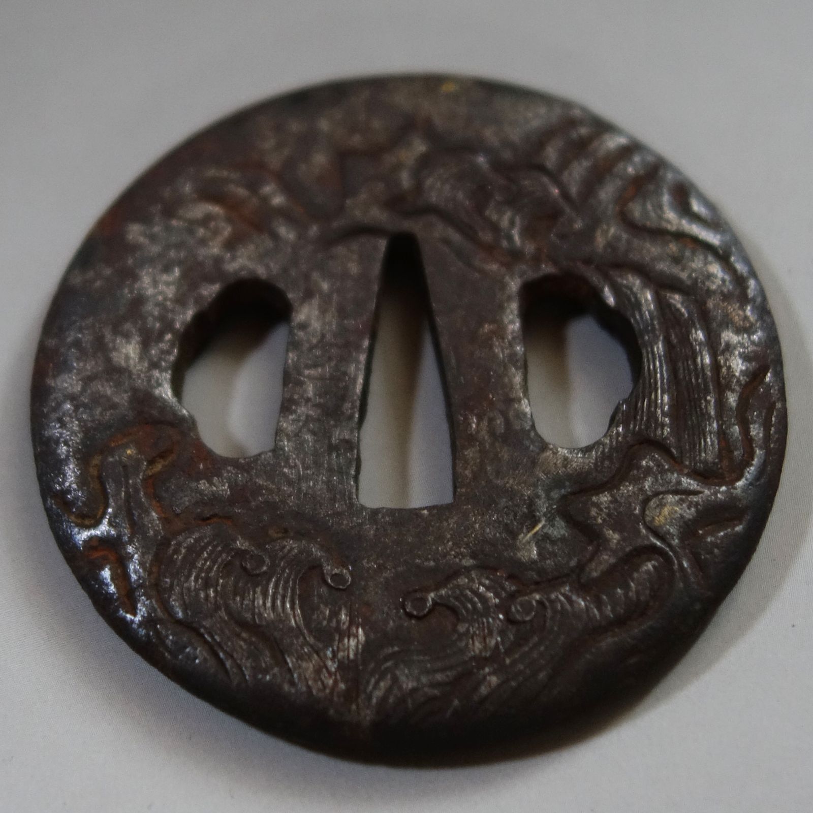 古美術 鉄地鍔三点まとめ B 透鍔など 刀装具 鍔 【 在