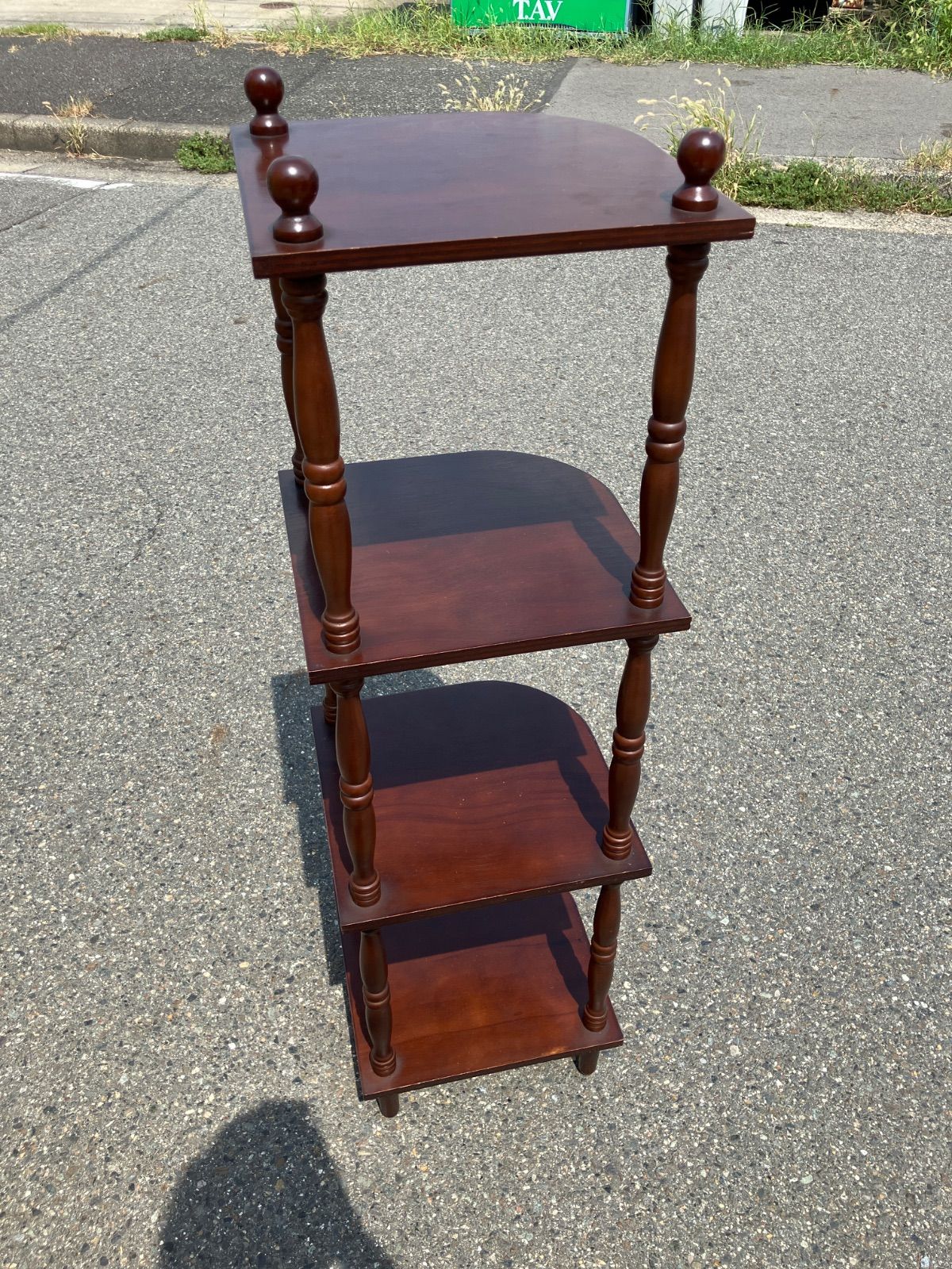 昭和レトロ ミッドセンチュリー 扇型 木製コーナーラック 飾り棚 4段