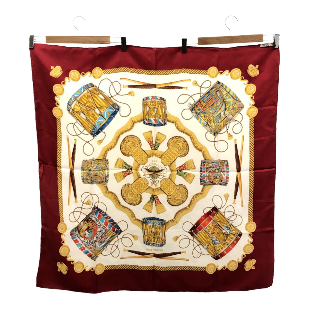 HERMES エルメス カレ90 LES TAMBOURS タンブールの太鼓 シルク