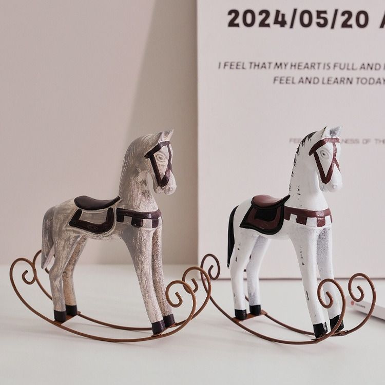 木馬オブジェ 木製 ロッキングホース 置物 馬 アンティーク