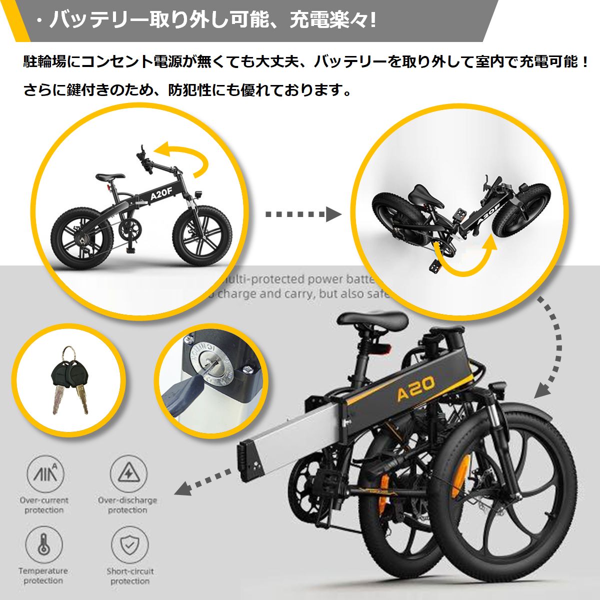 ADO A20F XE】電動アシスト自転車 公道走行可 普通自転車 折りたたみ