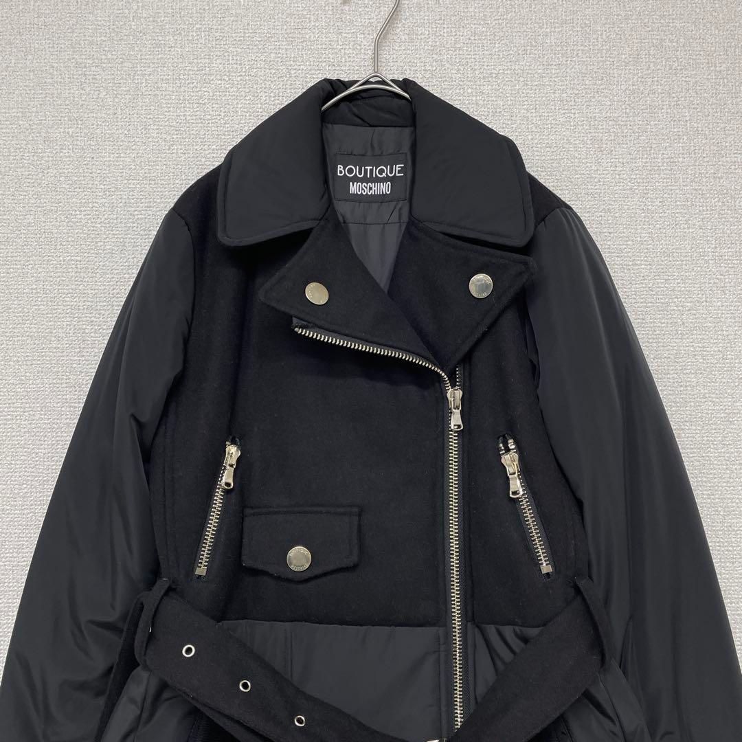 MOSCHINO モスキーノ ライダースコート 中綿 ダブル ロング 異素材