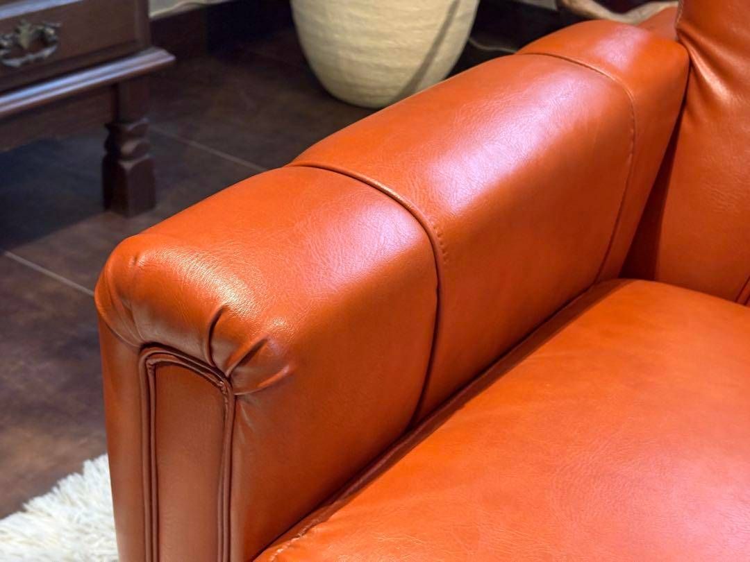 カリモクkarimoku オレンジソファタフティングヴィンテージSG