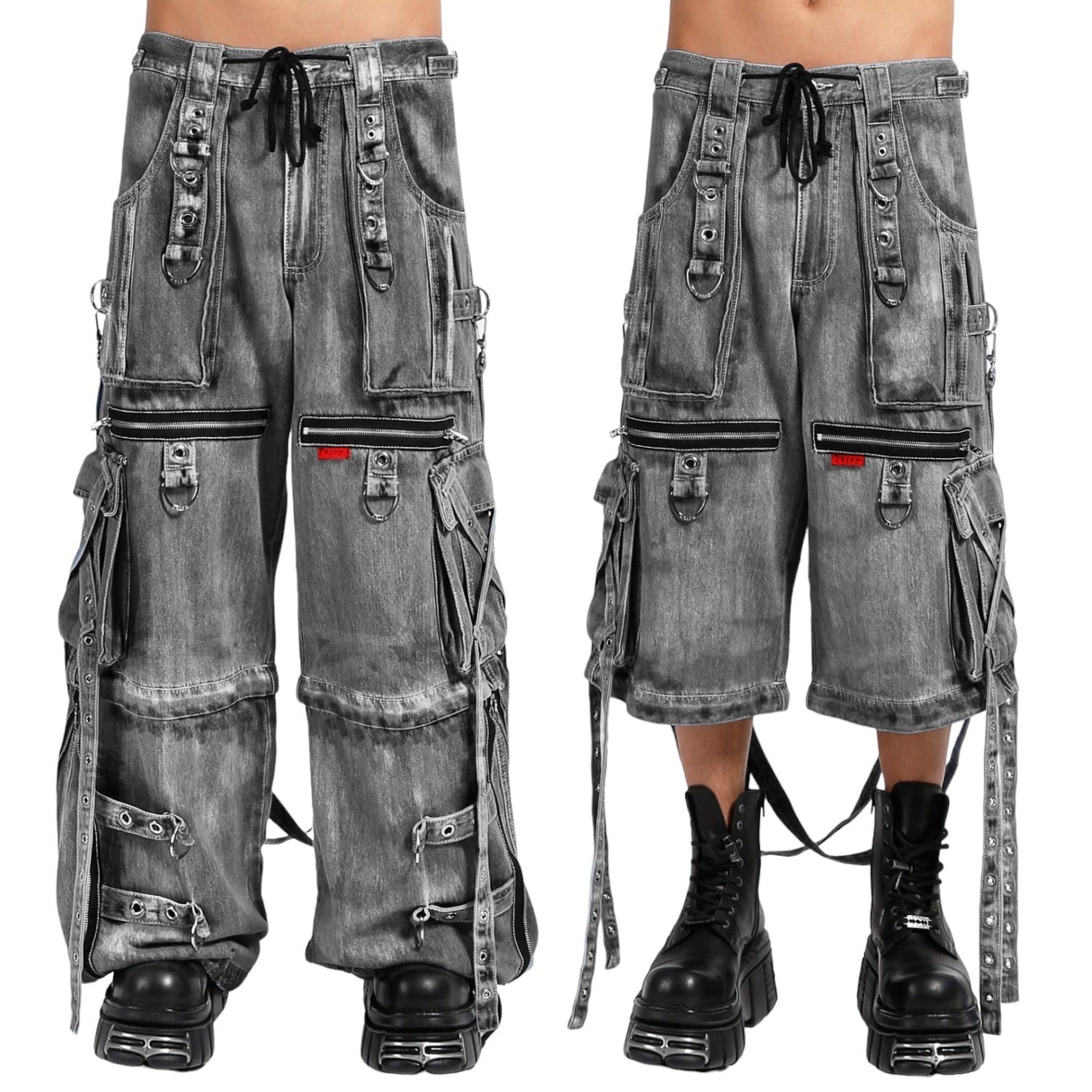 在庫処分☆TRIPP NYCウォッシュデニム// X-STRAP PANT FOG WASH BLACK