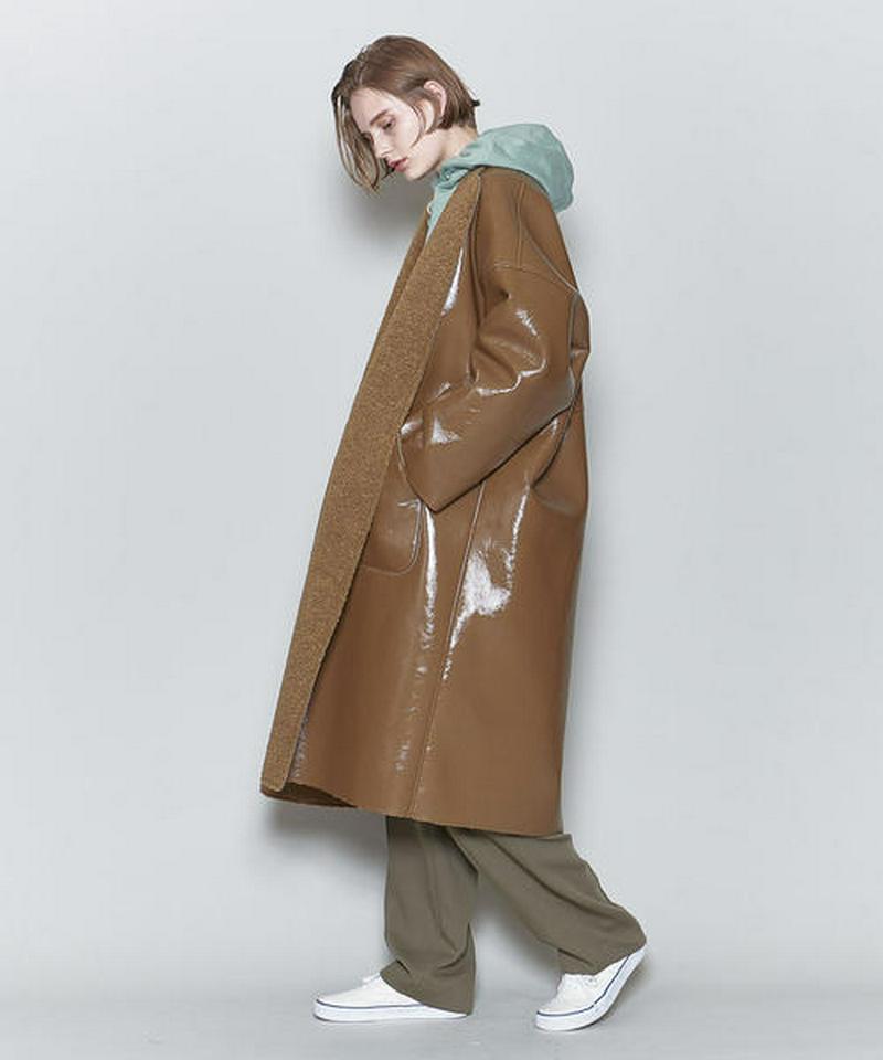 6（ROKU）(ロク)の「＜6(ROKU)＞ENAMEL×BOA REVERSIBLE NO COLLAR COAT