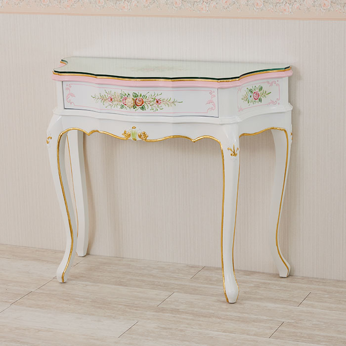 Royal Furniture】ロココ調 デスク 机 コンソールテーブル【ブルー