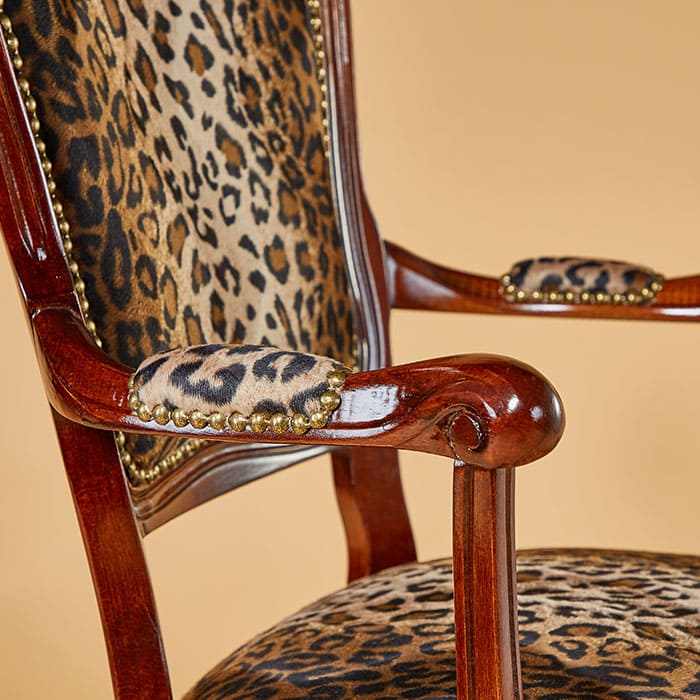 イタリア製サロンチェア 猫脚 ひょう柄 レオパード柄 (茶枠) | 輸入