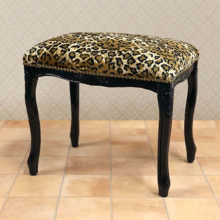 イタリア製猫脚スツール レオパード柄 (茶枠・黒枠) | 輸入家具