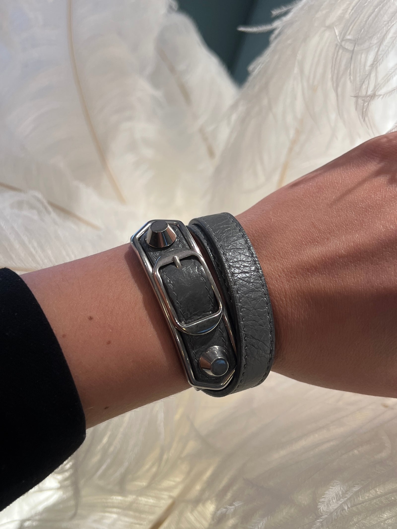 Balenciaga leather bracelet grey – A Piece Lux