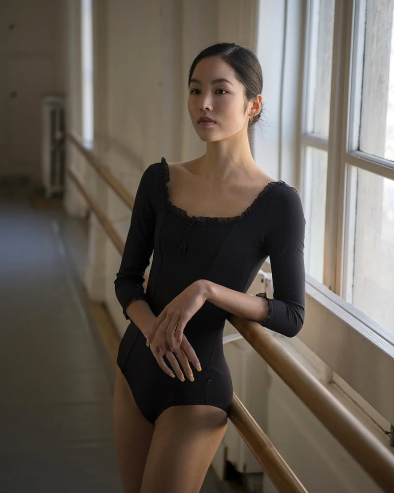 レヴダンス エリザベス スクエアネック レオタード ブラック LEVDANCE