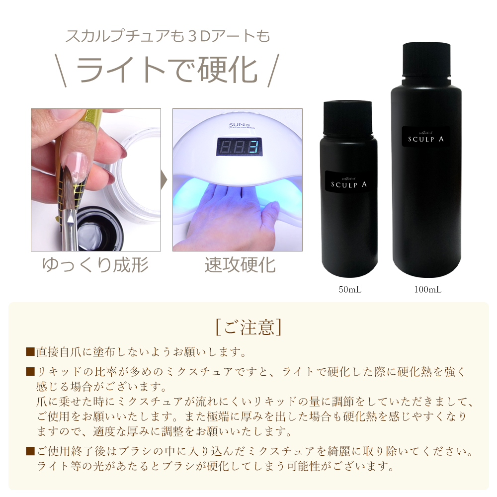 最新 無臭型アクリルリキッド【スカルプエース】【UV／LEDライト