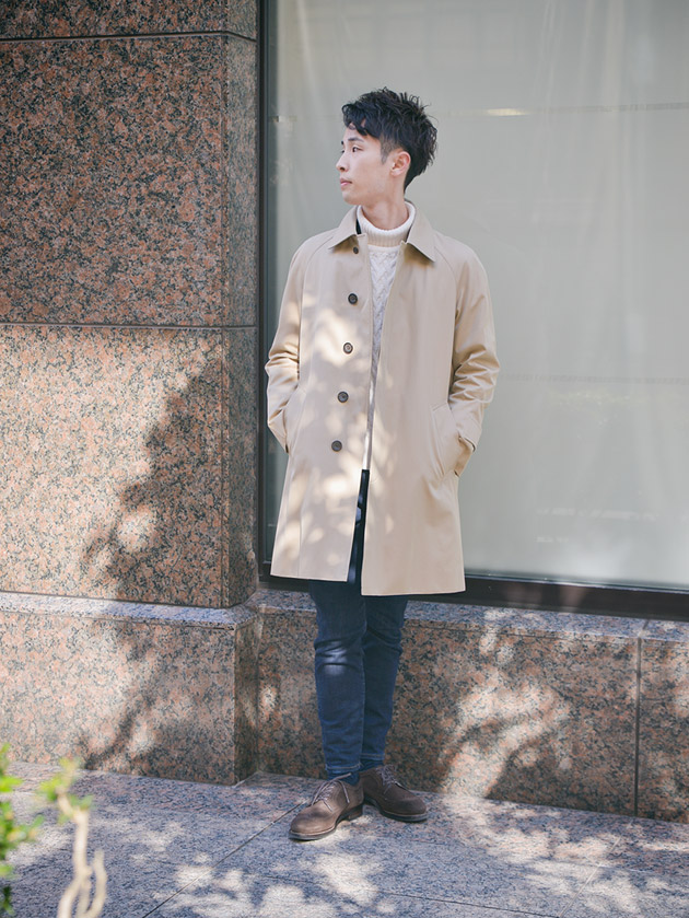 メンズ アクアスキュータム ステンカラーコート ベルト ライナー