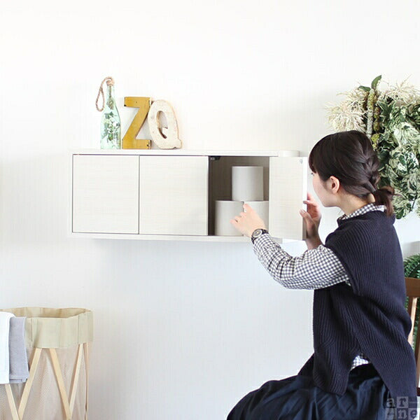 扉付きウォールシェルフ 扉付き家具｜WallBox7-DX B 単品M 木目