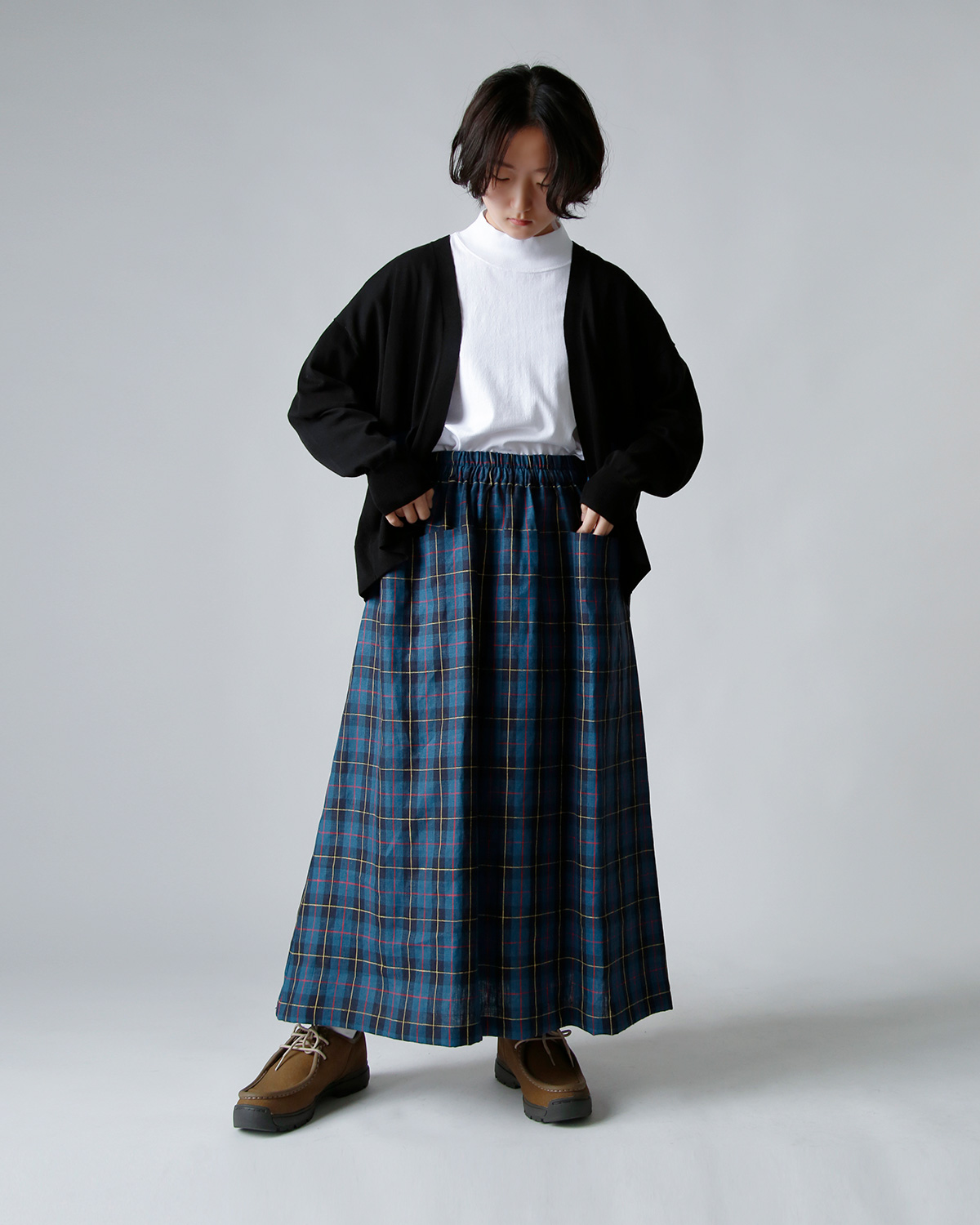 atelier naruse アトリエナルセ リネン タータンチェック カットイン