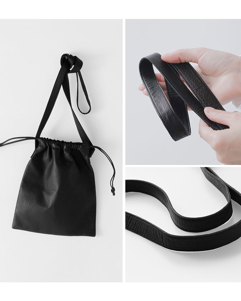 Aeta アエタ ダブルフェイス ディアレザー ドローストリング 巾着型