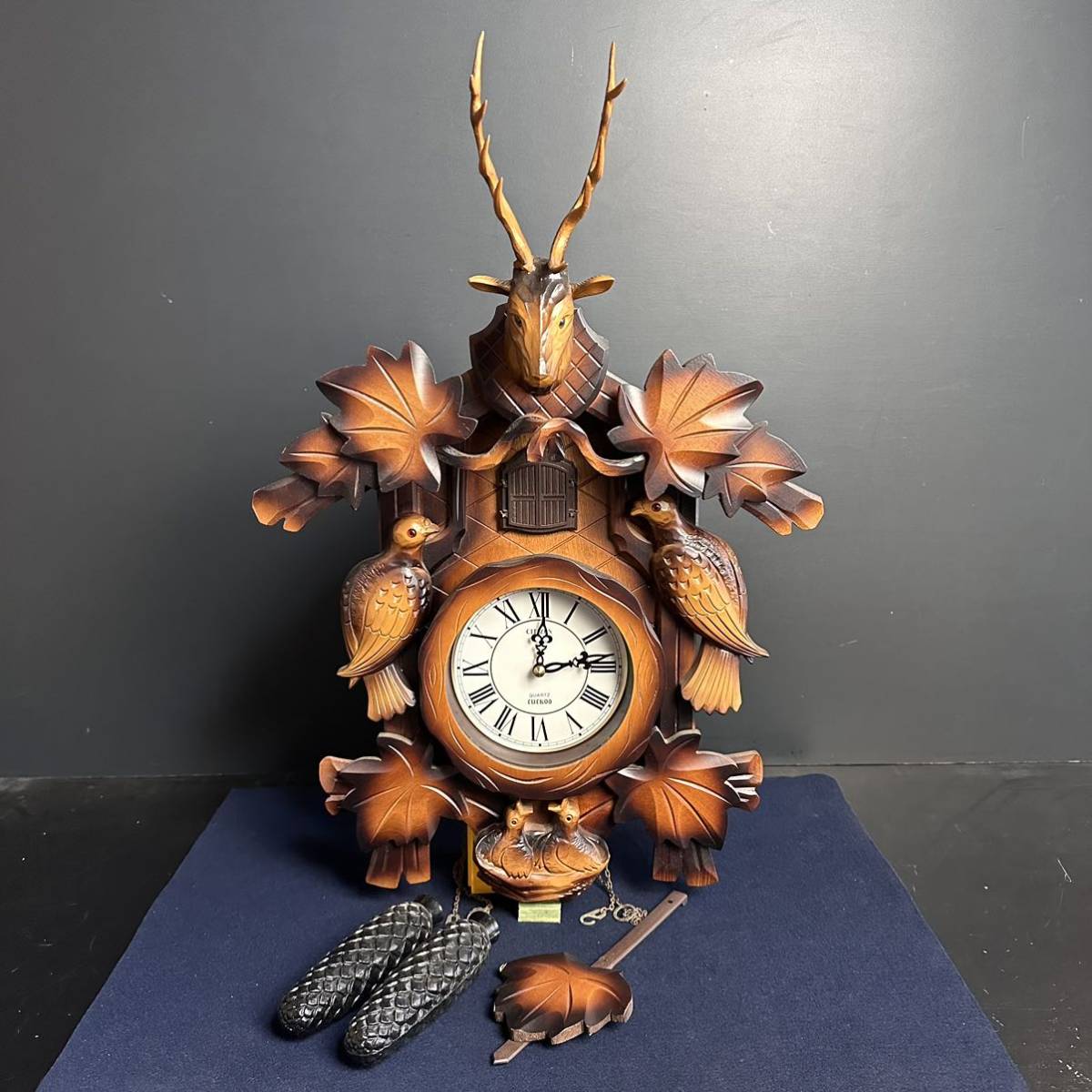シチズン 鳩時計 木製cuckoo時計 鳥の装飾付き 昭和レトロ カッコー