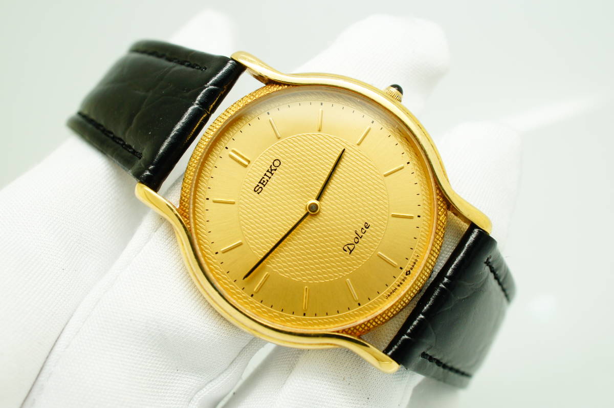 B109○作動良好 箱付 SEIKO DOLCE セイコー ドルチェ 18KT 金無垢時計