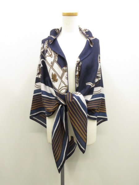 HERMES トライアングル ジェアン カシミアシルク 《エクスリブリス