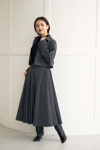 Gentle pleated skirt (Dark gray) – Audire