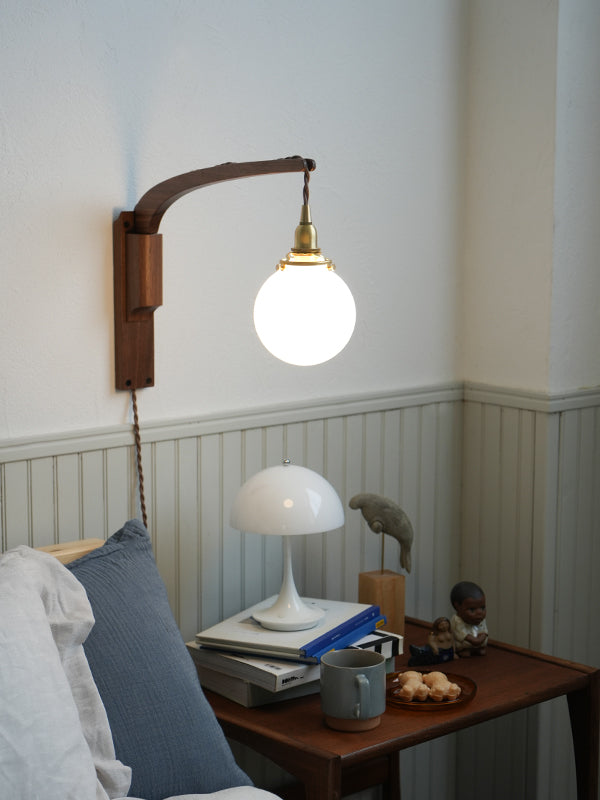 Wood Bracket BOOM × ミニガラスシェード ラウンド ホワイト SET