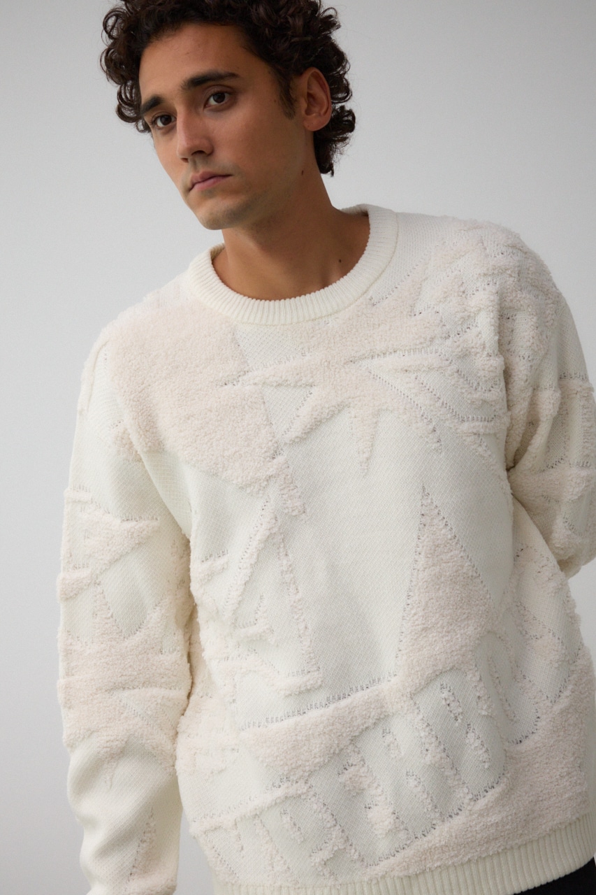 幾何学総柄ビッグニット｜MEN｜251HAC70-222I｜AZUL BY MOUSSY