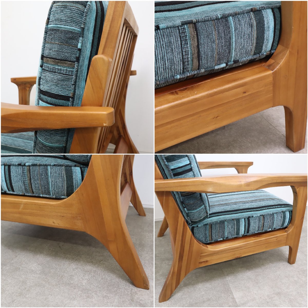 ☆WTWダブルティー☆TISMOティズモ☆1人掛けソファ☆レザーとストライプ