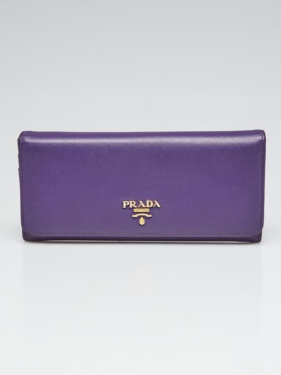 Prada Purple Saffiano Metal Leather Continental Wallet 1M1132