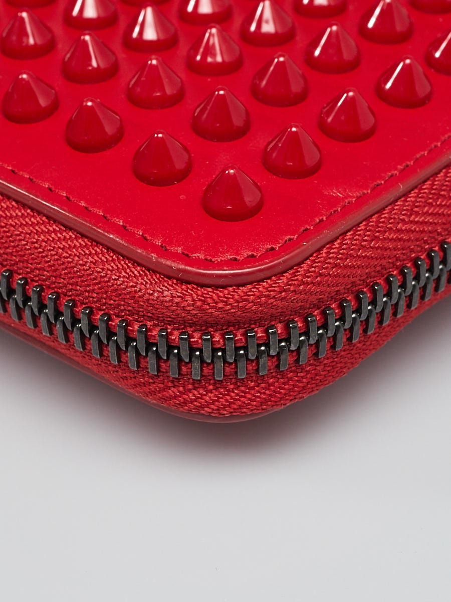 Christian Louboutin Red Leather Panettone Spikes Zip-Around Wallet