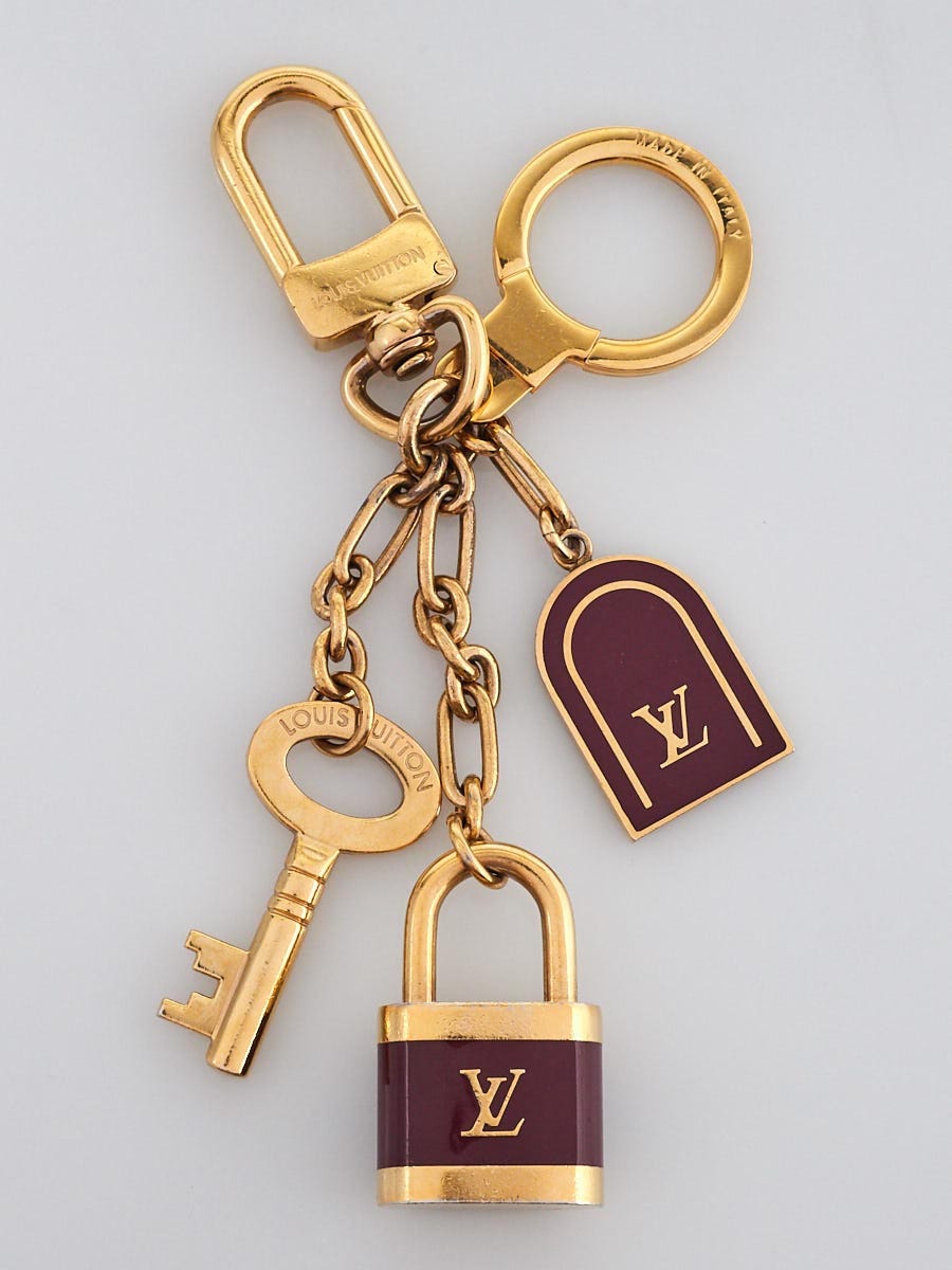 Louis Vuitton Burgundy/Gold Key and Lock Key Holder and Bag Charm