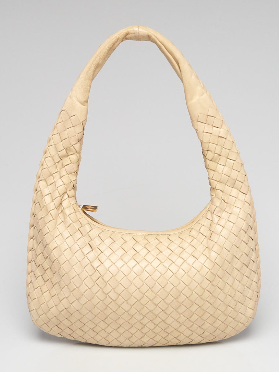Bottega Veneta Cream Intrecciato Woven Nappa Leather Small Hobo