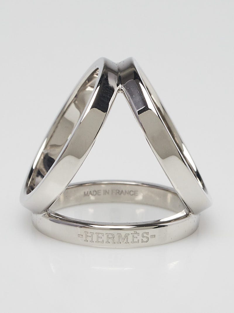Hermes Palladium Plated Trio Scarf Ring | Yoogi's Closet