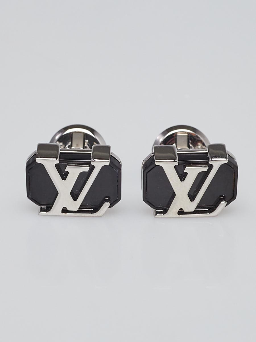Louis Vuitton Palladium Horn LV Intiales Cufflinks w/Damier