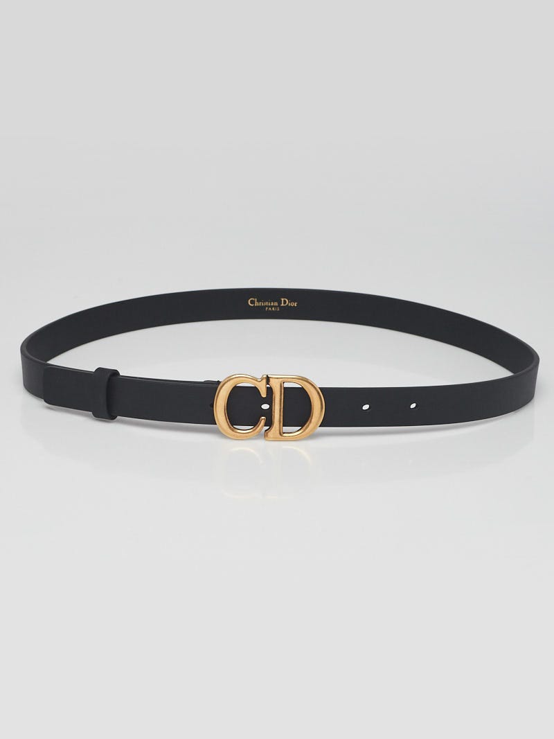 Christian Dior Black Calfskin Leather Saddle Belt Size 80/32