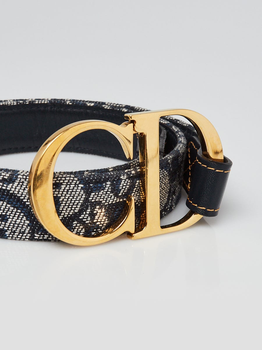 Christian Dior Blue Trotter Logo Canvas CD Belt Size 70/28