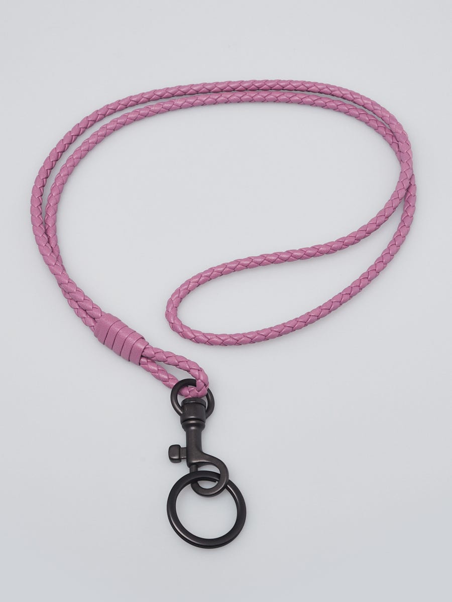 Bottega Veneta Purple Intrecciato Leather Lanyard Key Ring Holder