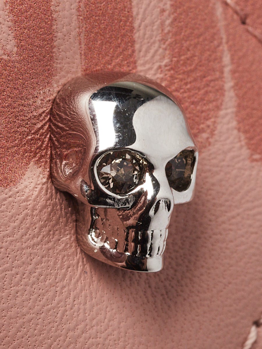 Alexander McQueen Pink Quilted Leather Graffiti Skull Card Holder