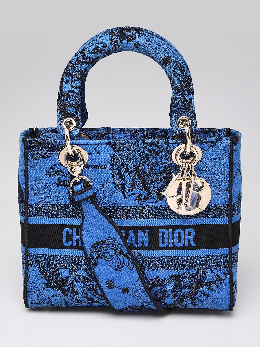 Christian Dior Blue/BlackToile de Jouy Medium Lady D-Lite Bag