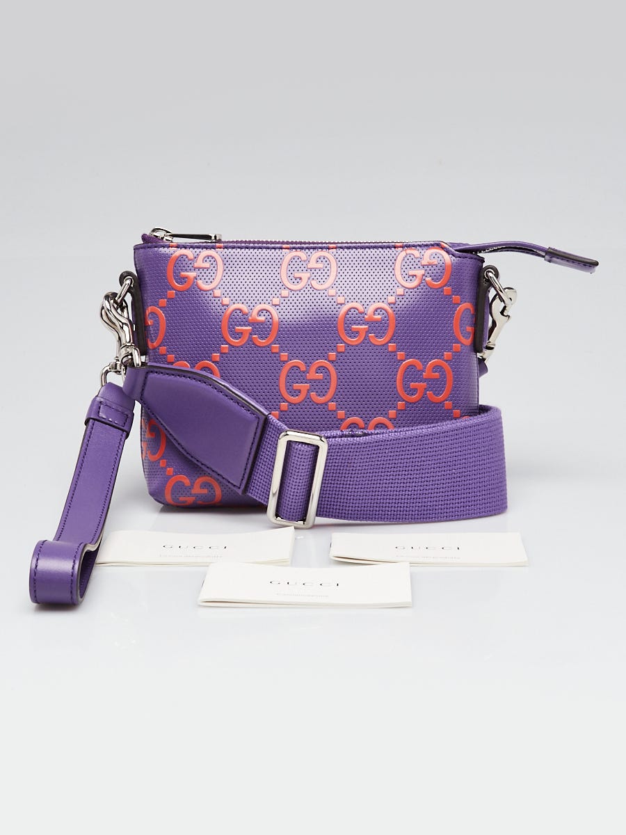 Gucci Purple/Orange GG Perforated Leather Crossbody Bag | Yoogi's