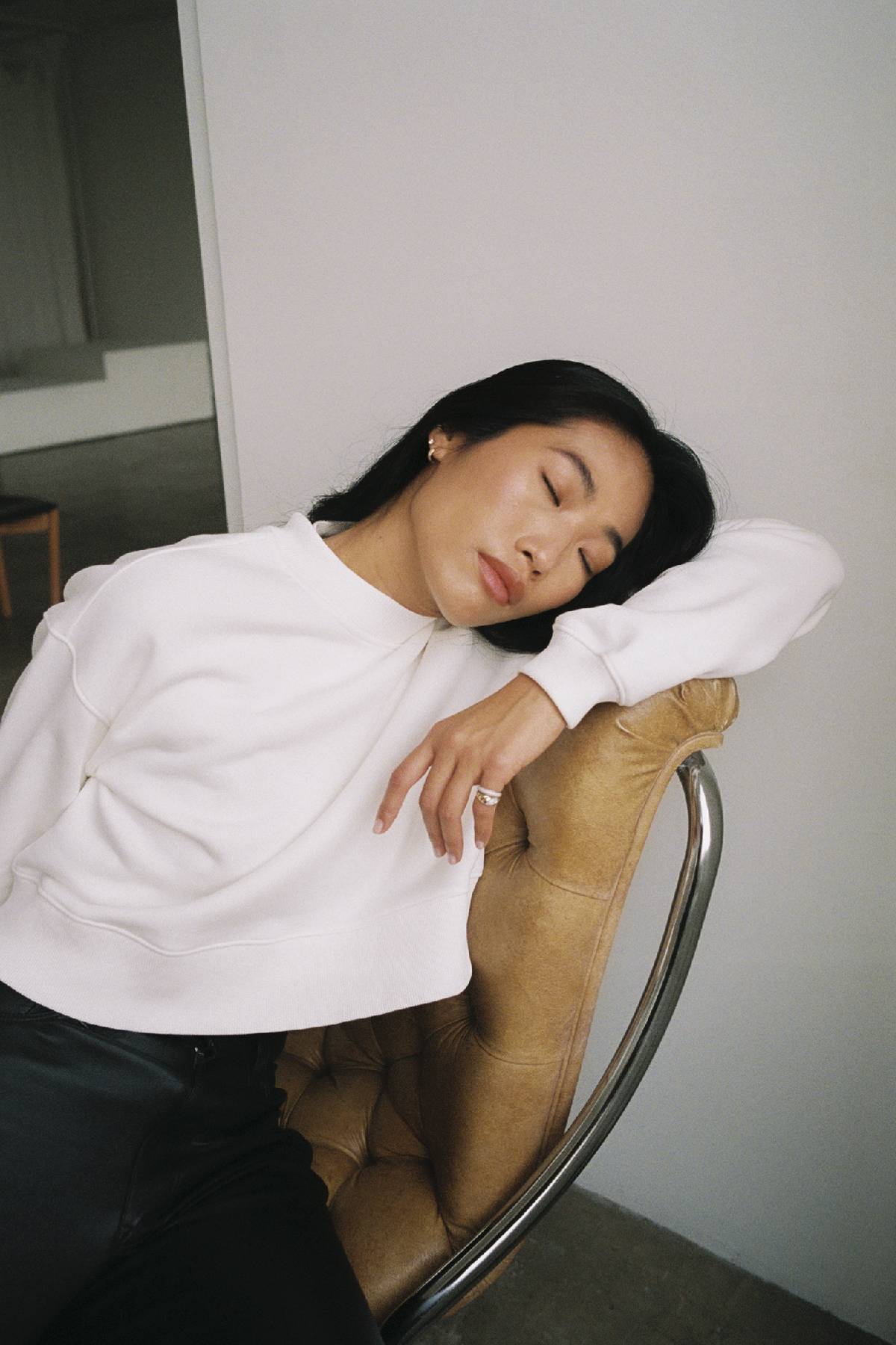 DSTLD Women's Mock Neck in Off White | Bailey/44