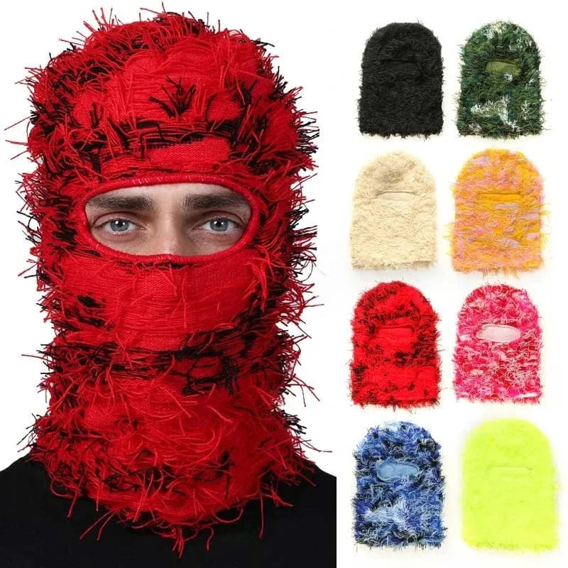 Orange Distressed Knit Balaclava | Balaclava Mask