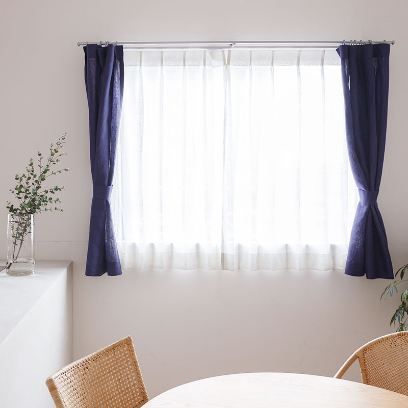 気軽に楽しめる既成サイズのリネンカーテン [ネイビー] リネン100