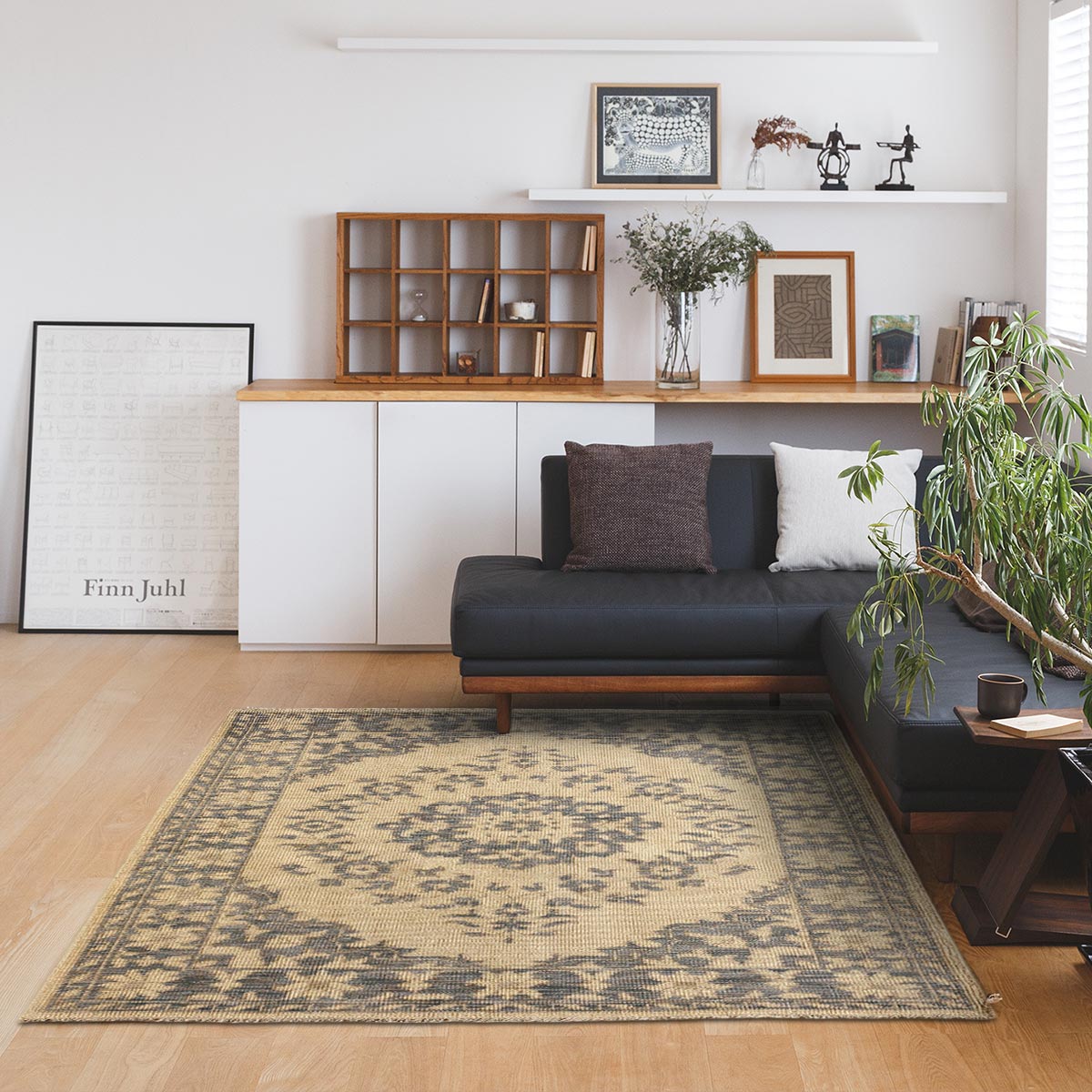 ヴィンテージ風ラグ【試作品】 ウール100％絨毯 [DP02df] ベージュ