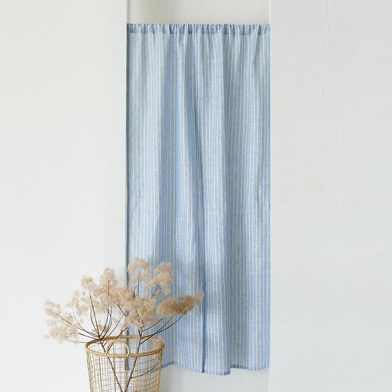 ストライプ ブルー / リネン100％カーテン / レース | ボー・デコール