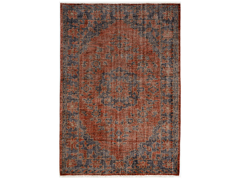 ヴィンテージ風ラグ ウール100％の赤い絨毯 [DP01ダークレッド] | ボー