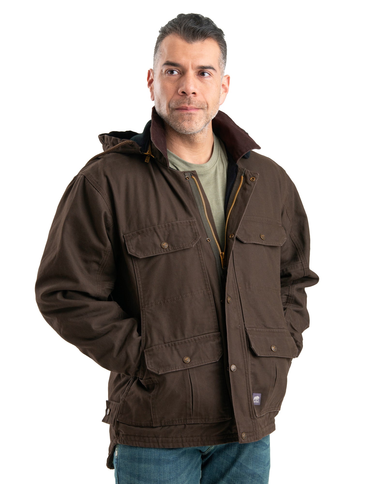 Men's Washed Duck Zip-Off Hooded Work Coat – Berne Apparel