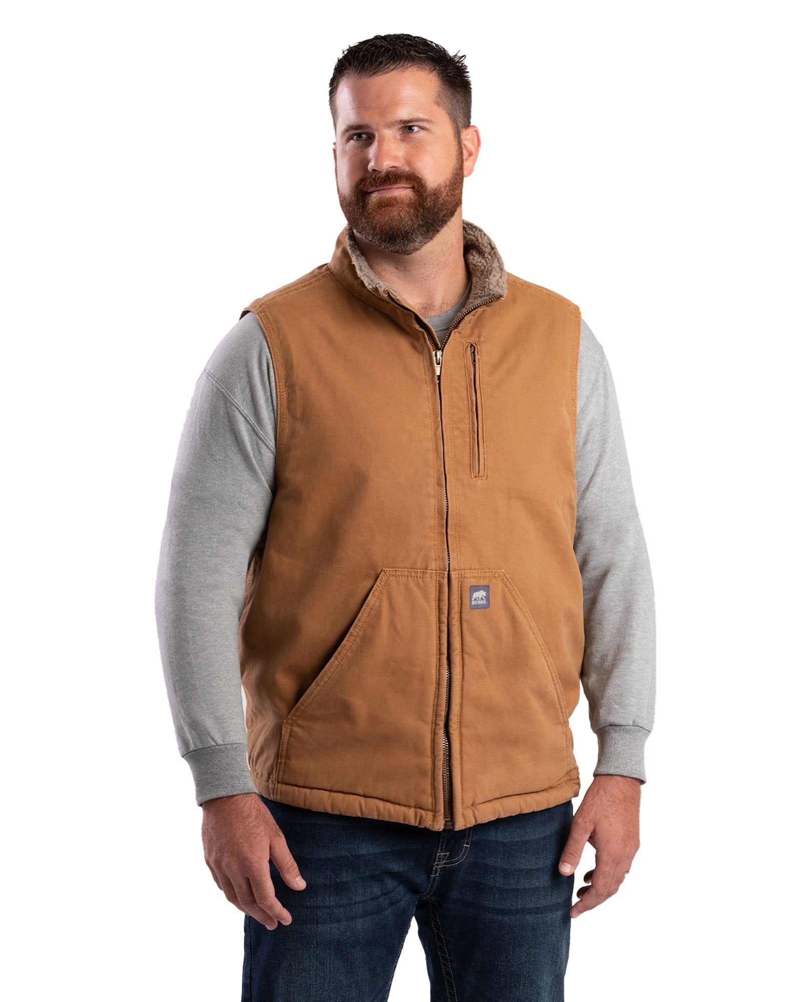 Men's Sherpa-Lined Washed Duck Vest – Berne Apparel