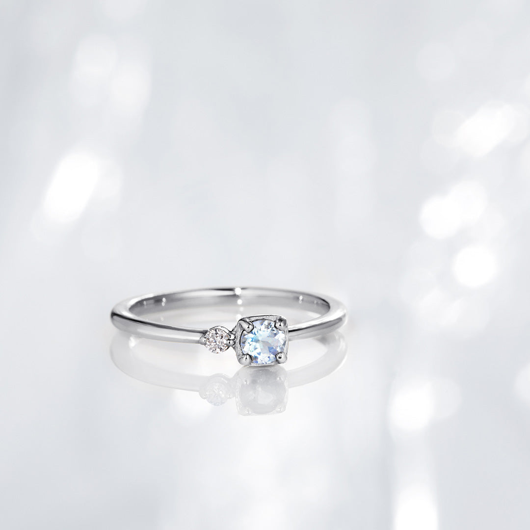 ロイヤルブルームーンストーン×ダイヤモンド×K10/K18/PTピンキーリング